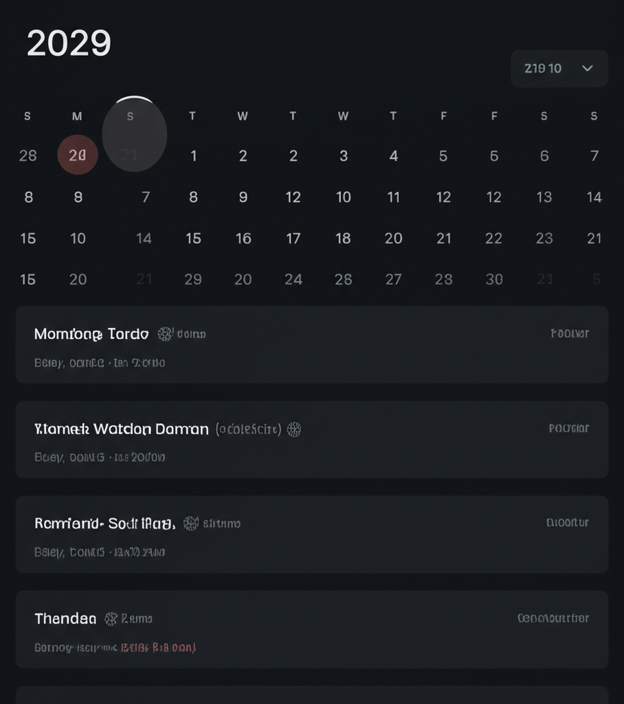 Modern Dark Calendar Interface